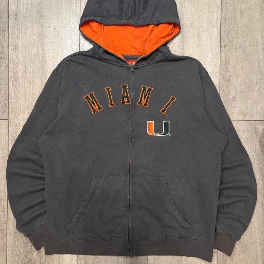 Grey and orange Miami Hurricanes zip-up‎ hoodie